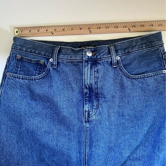 J Crew Denim Maxi Skirt Raw Edge Fall 2024 Front Slit Size 32 Western - Picture 9 of 10